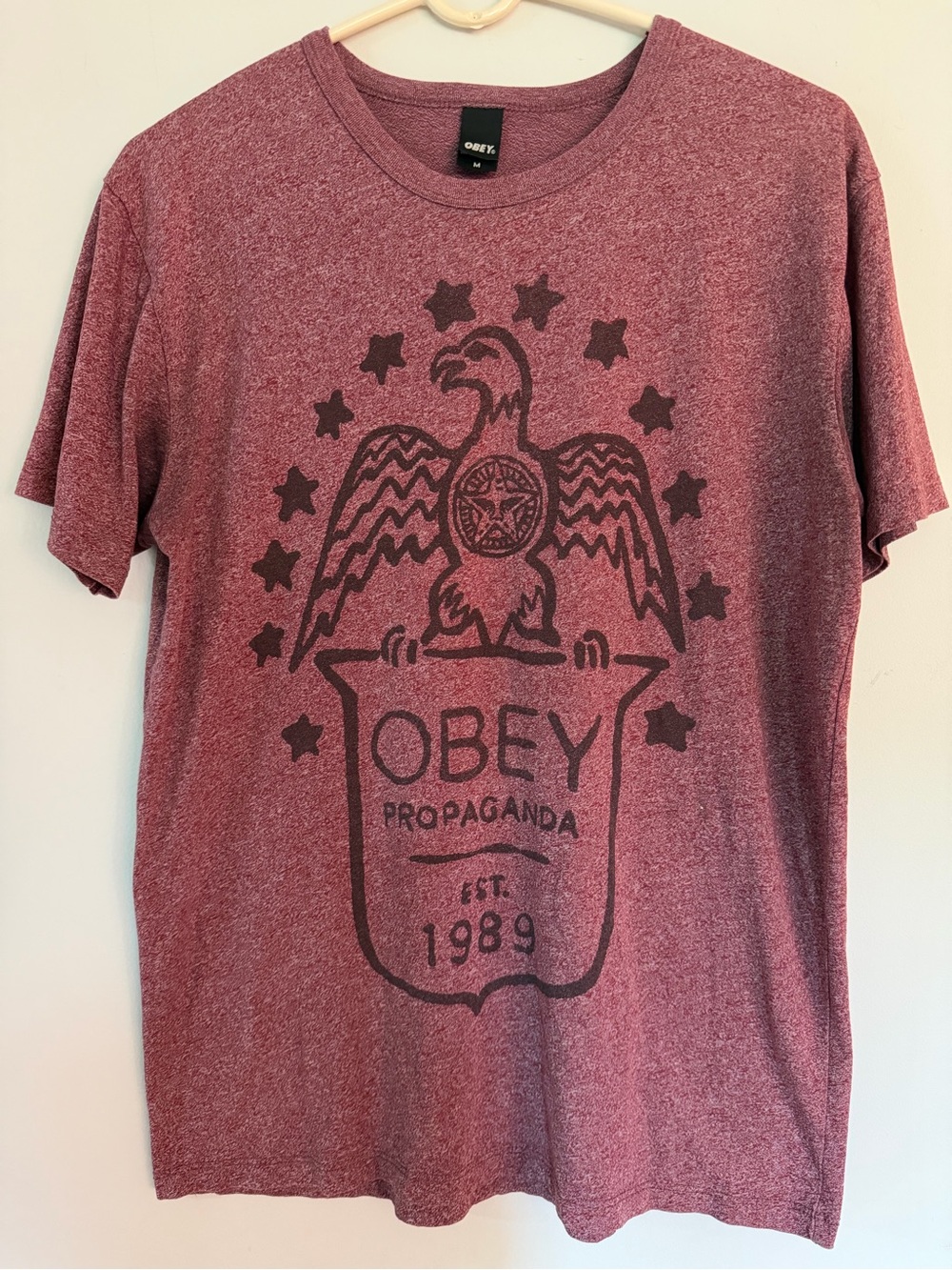 Obey Eagle Crest Propaganda T-Shirt Maroon Men’s M Medium